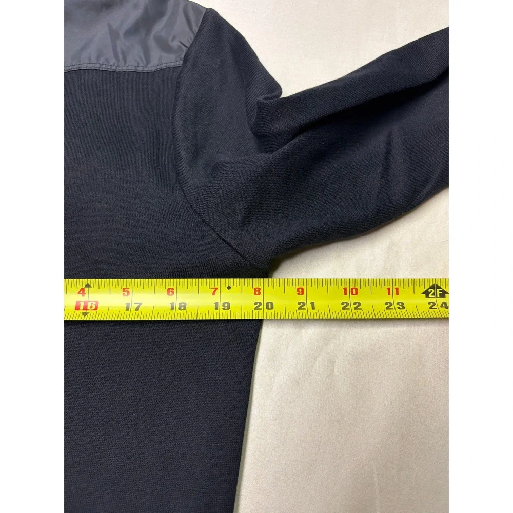 Hugo Boss Mens Black Quarter Zip Pullover Cotton Sweater Contrast Shoulder Small